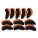 11 Pieces Golf Irons Head Covers Scratch Golf Club Protection Guard Golf Accessories Orange