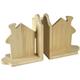 Iperbriko - Paire de serre-livres en bois avec maison cm19x17x19