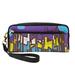 YFYANG Leather Portable Travel Small Makeup Bag Multifunctional Storage Bag Urban Night Graffiti Pattern Cosmetic Bag