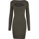 Jerseykleid URBAN CLASSICS "Damen Ladies Cut Out Dress" Gr. S, US-Größen, grün (olive) Damen Kleider Freizeitkleider