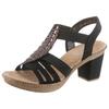 Sandalette RIEKER, Damen, Gr. 38, schwarz, Nubuklederimitat, unifarben, elegant, Schuhe, Sommerschuh, Sandale, Plateauabsatz, mit Strass-Steinchen verziert, Topseller