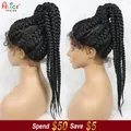 Perruque Lace Front Synthétique Tressée avec Baby Hair pour Femme Noire 22 Pouces