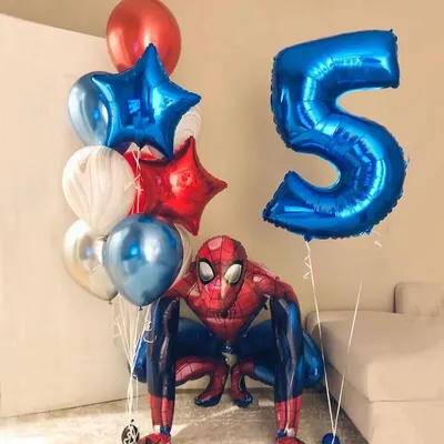 Ensemble de grands ballons 3D Spider Man Super ForeBalloon chiffres bleus en aluminium