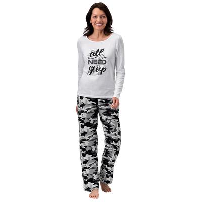 Women's Pajama Set (Size L) Camouflage/Black-White, Cotton,Polyester