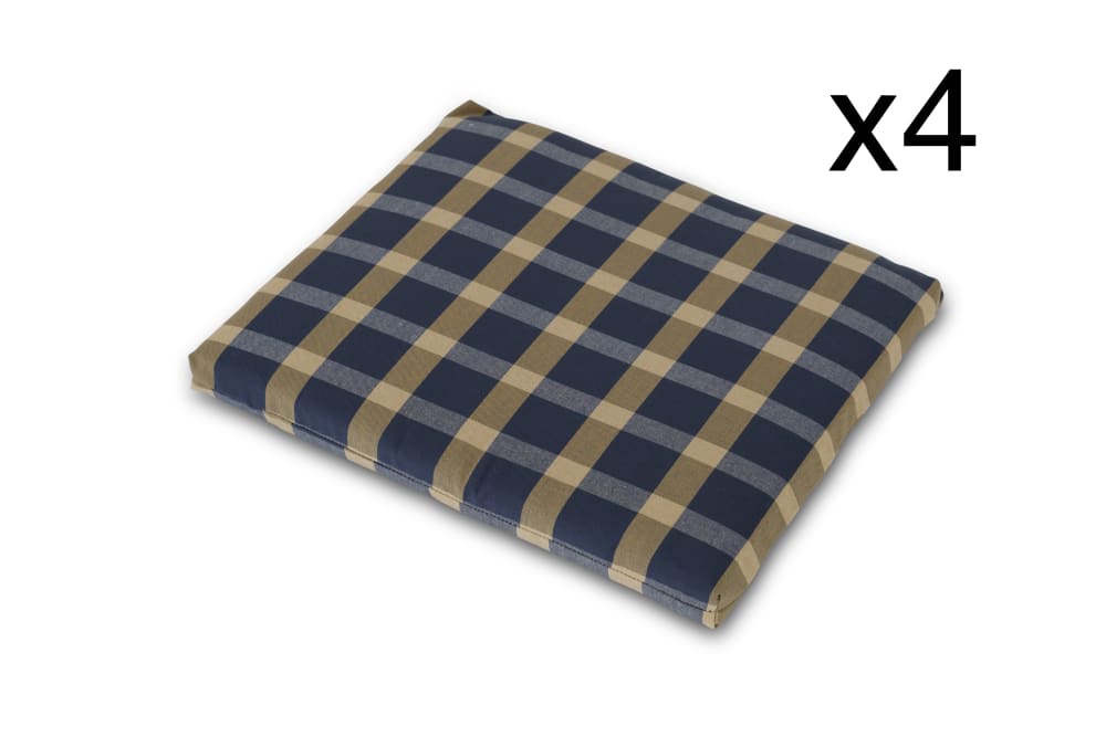 Pack 4 coussins chaises de jardin carrés bleu/beige