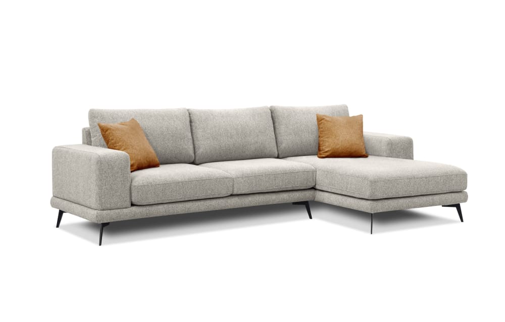 Canapé d'angle droit 4 places tissu beige