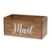 Rectangular Wooden "Mail" Printed Accent Box - 11.5" - Brown and White