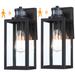 2 Pack 1-Light Dusk to Dawn Outdoor Wall Lantern with Motion Sensor - Matte Black