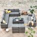OVIOS Patio Wicker Furniture Wide Arm 12-piece Set with Table