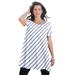 Plus Size Women's Scoopneck Swing Ultimate Tunic by Roaman's in White Bias Stripe (Size 22/24) Long Shirt