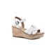 Women's White Mountain Simple Wedge Sandal by White Mountain in White Burnished Smooth (Size 6 1/2 M)