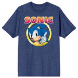 Unisex BIOWORLD Heather Navy Sonic the Hedgehog T-Shirt