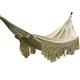Handmade Cotton Woven Balcony Hammock Hanging Rope Chair Porch Swing with Crochet Fringe for Backyard Patio Garden Outdoor and Indoor Boho Style Natural White
