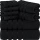 Utopia Towels 8-Piece Luxury Towel Set, 2 Bath Towels, 2 Hand Towels, and 4 Wash Cloths, 97% Ring Spun Cotton Highly Absorbent Viscose Stripe Towels Ideal for Everyday use (Black)