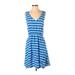 Gap Casual Dress - A-Line V Neck Sleeveless: Blue Print Dresses - Women's Size X-Small