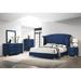 CDecor Home Furnishings Chantel Pacific Blue 3-Piece Upholstered Bedroom Set w/ Chest Upholstered in Blue/Brown | Wayfair 223148Q-S3C