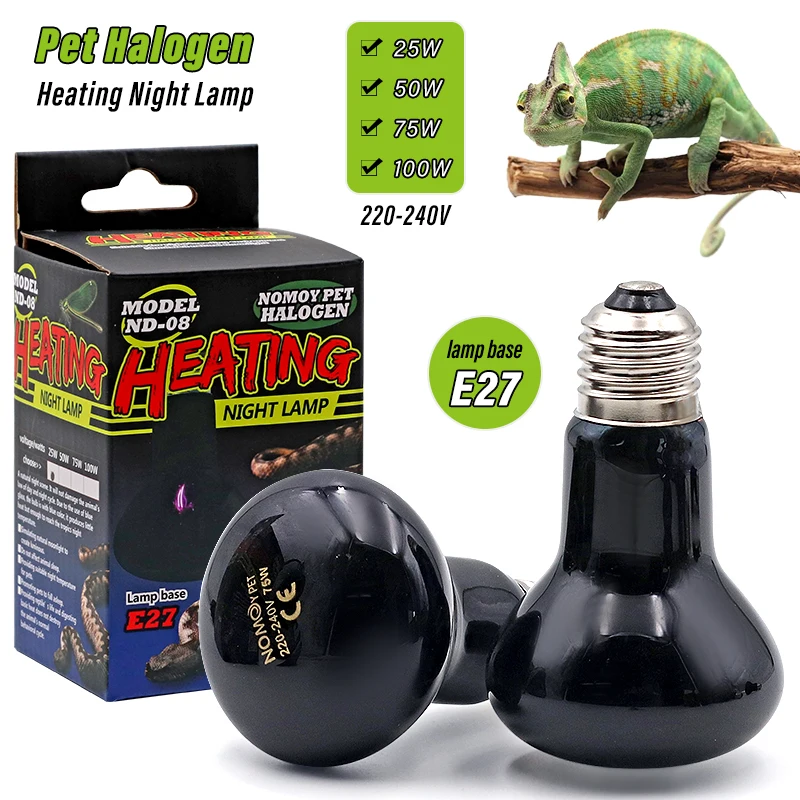 Lampe chauffante pour animaux de compagnie E27 lampe de nuit pour lampe serpent amphibien chaleur Reptile ampoule lumière UV 25W 50W 75W 100W AC220-240V