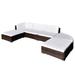 Latitude Run® 6 Piece Patio Lounge Set w/ Cushions Poly Rattan Wood/Natural Hardwoods in Brown | 38 H x 76 W x 79 D in | Wayfair