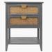 Bay Isle Home™ Clyne Wood Side Table w/ 2 Rattan Drawers, Modern Nightstand End Table w/ Storage Shelf Wood in Gray | Wayfair