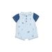 Mudpie Baby Short Sleeve Outfit: Blue Color Block Bottoms - Kids Boy's Size Medium