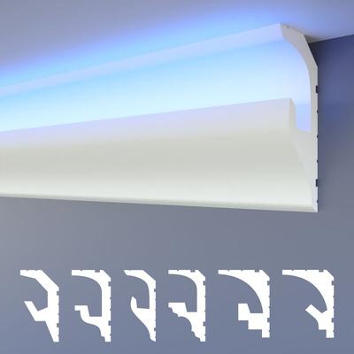 Led Stuckleisten 2in1, indirekte Beleuchtung Deckenleisten xps Styropor: 30.6 Meter / 18 Leisten, Image
