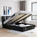 Queen Size Upholstered Faux Leather Platform bed with a Hydraulic Storage System