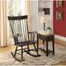 Traditional Rustic Style Wooden Rocking Chair with Contoured Seat and Tall Chair Back