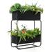 Costway 2-Tier Metal Elevated Garden Bed Raised Planter Box Flowers Plant Stand