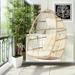 Hanging Egg Chair Patio Wicker Hammock Chair with Hanging Chains Outdoor All Weather Rattan Foldable Basket Swing Chair with Khaki Cushions for Porch Backyard Garden Bedroom D7411