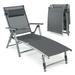 Patiojoy Outdoor Chaise Lounge Chair Folding Lounge Chair w/ 8-Level Adjustable Backrests Heavy-Duty Aluminum Frame Cozy Headrest Pillow