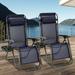 NiamVelo Zero Gravity Chairs Set of 2 Patio Chair Adjustable Outdoor Lounge Chairs with Pillow Cup Holder Blue