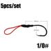 5PCS High Quality Simulation Perforated Sharp fishing hook with PE line stainless steel Assist Rubber Hooks jigging 1-0