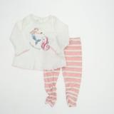 Pre-owned Mudpie Girls Cream | Pink | Mermaid | Seahorse Apparel Sets size: 3-6 Months