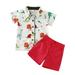 Summer Toddler Baby Boy Clothing Dinosaur Print Short Sleeve Shirt Shorts Kid Formal Gentleman Clothes Suits Baby Boy 4 Piece Outfit