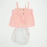 Pre-owned Janie and Jack Girls Coral | White Apparel Sets size: 3-6 Months