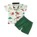 Summer Toddler Baby Boy Clothing Dinosaur Print Short Sleeve Shirt Shorts Kid Formal Gentleman Clothes Suits Baby Boy 4 Piece Outfit