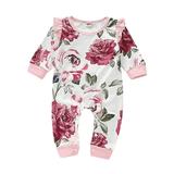 KI-8jcuD Romper Baby Girl Floral Print Sleeve Girls Baby Long Clothes Jumpsuit Romper Ruffles Girls Romper&Jumpsuit Dress For 3 Months Baby Girl Girl Easter Dress Baby Outfit Big Girl Clothe