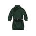 Peyakidsaa Little Kids Girls Casual Dress Solid Color Knitted High-Neck Long Sleeves Loose Skirt with Waist Belt