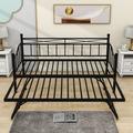 Twin Steel Daybed w/ Trundle by SATING Metal in Black | 37 H x 42 W x 78 D in | Wayfair STINGM602AAK02-Black