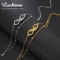 Lucktune – Bracelet de pendentif symbole Infini Bracelet de chaîne de perles multicouches en acier