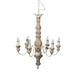 Kol 22 Inch Traditional 6 Light Chandelier, Fir Wood, Iron, Antique White