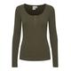 ICHI IHSUPER LS Damen Longsleeve Langarmshirt Shirt Basic Rippshirt mit Langem Ärmeln und geknöpftem Ausschnitt Figurbetontes Regular Fit, Größe:XS, Farbe:Ivy Green (190512)