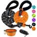 LOBEVE 2-Pack Reflective Dog Leash Set with Padded Handles for Medium to Large Dogs - Includes Collapsible Pet Bowl and Garbage Bags for Convenient On-the-Go Use(1/2 x 5 FT Orange)