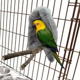 Plush Parrot Cage Hanging Shelter Corner Blanket Cave Bedding Winter Birds Half Wrapped Nest Shed Hut for Finches Lovebirds Cockatiel Macaw 15cmx22cm Gray