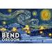 Bend Oregon Ski Resort with Mountain Starry Night (12x18 Wall Art Poster Room Decor)