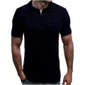 Hfyihgf Men s Zip Up Polo Shirts Slim Fit Casual Short Sleeve Stretch Muscle Golf Shirts Athletic Pocket Shirts(Navy 3XL)