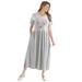 Plus Size Women's Short-Sleeve Scoopneck Empire Waist Dress by Woman Within in Heather Grey Butterfly Heart (Size 4X)