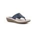 Wide Width Women's Cienna Sandals by Cliffs in Navy Fabric (Size 8 W)