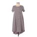 Lularoe Casual Dress - High/Low Crew Neck Short sleeves: Pink Color Block Dresses - Women's Size 2X-Small