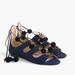 J. Crew Shoes | J. Crew - Denim Lace Up Pom Pom Sandals | Color: Black/Blue | Size: 7